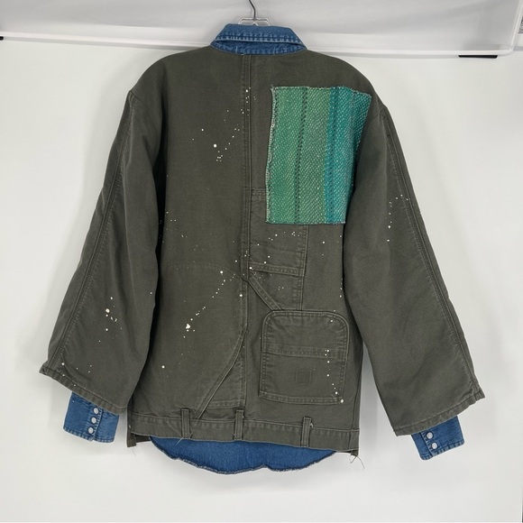 Tricia Fix x Carhartt  Grey Denim Canvas Embroidered Upcycled Jacket XS/S NWT - Picture 9 of 9